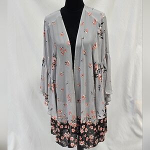 Torrid women plus size 3/4 loose sheer open front duster cover-up floral